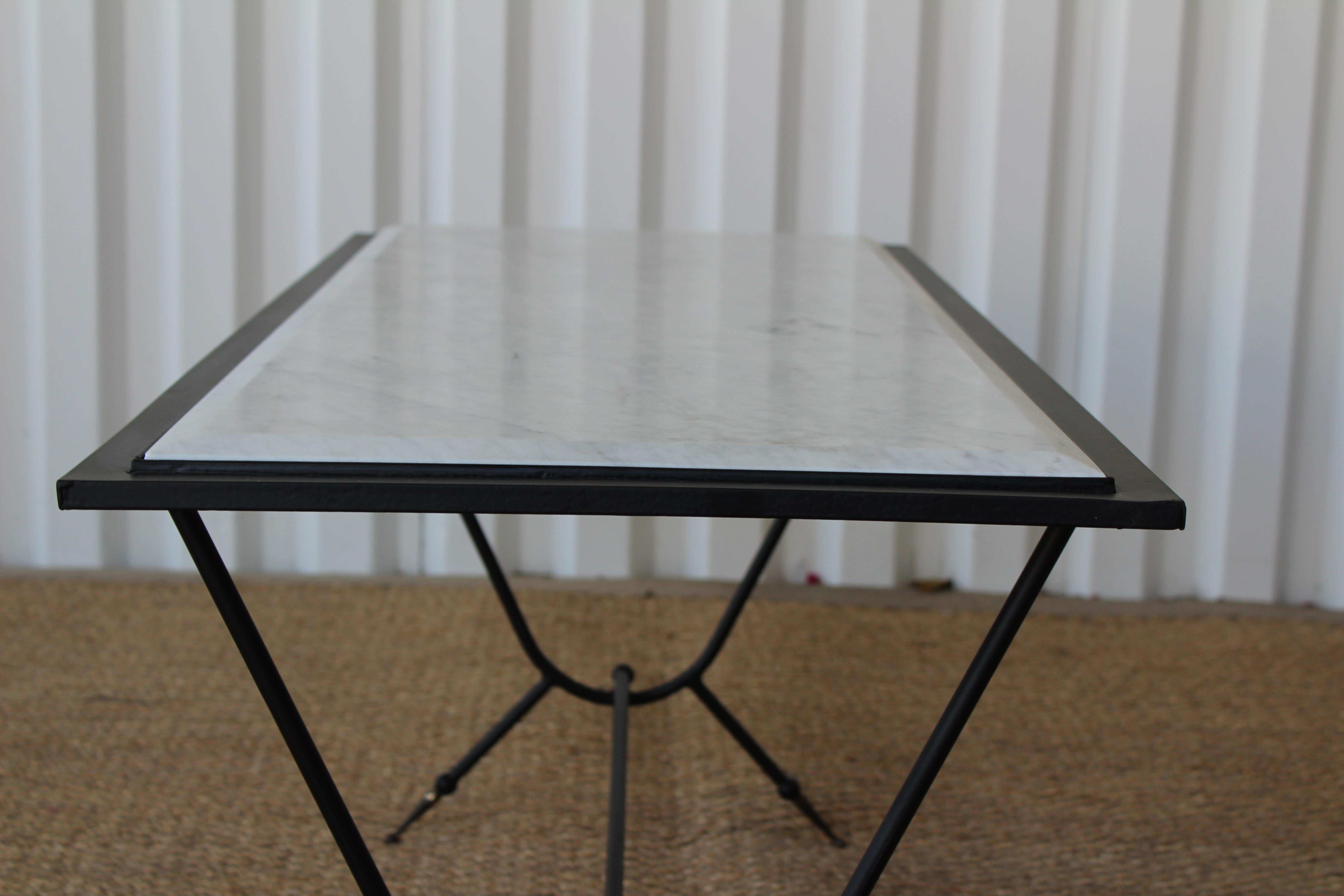 Mid-Century Modern Iron and Marble Coffee Table, Italy, 1950s