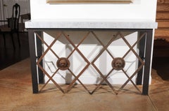 Iron and Marble Console Table Made with Metal Work from Provençal 1720s Balcony