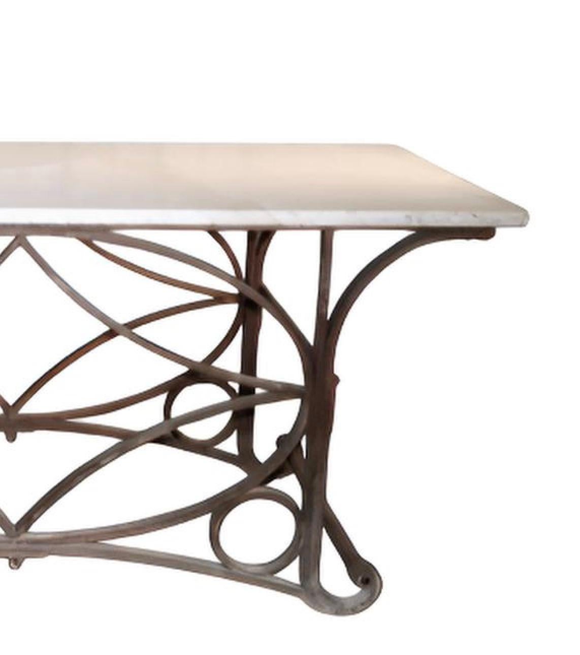 European Iron and Marble Console Vintage For Sale