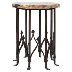 Gueridon-Tisch aus Eisen und Marmor