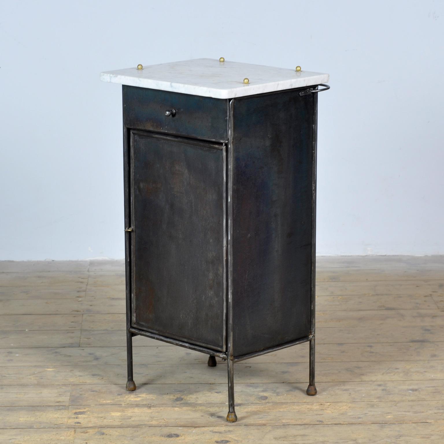 German Iron and marble nightstand, 1910s
