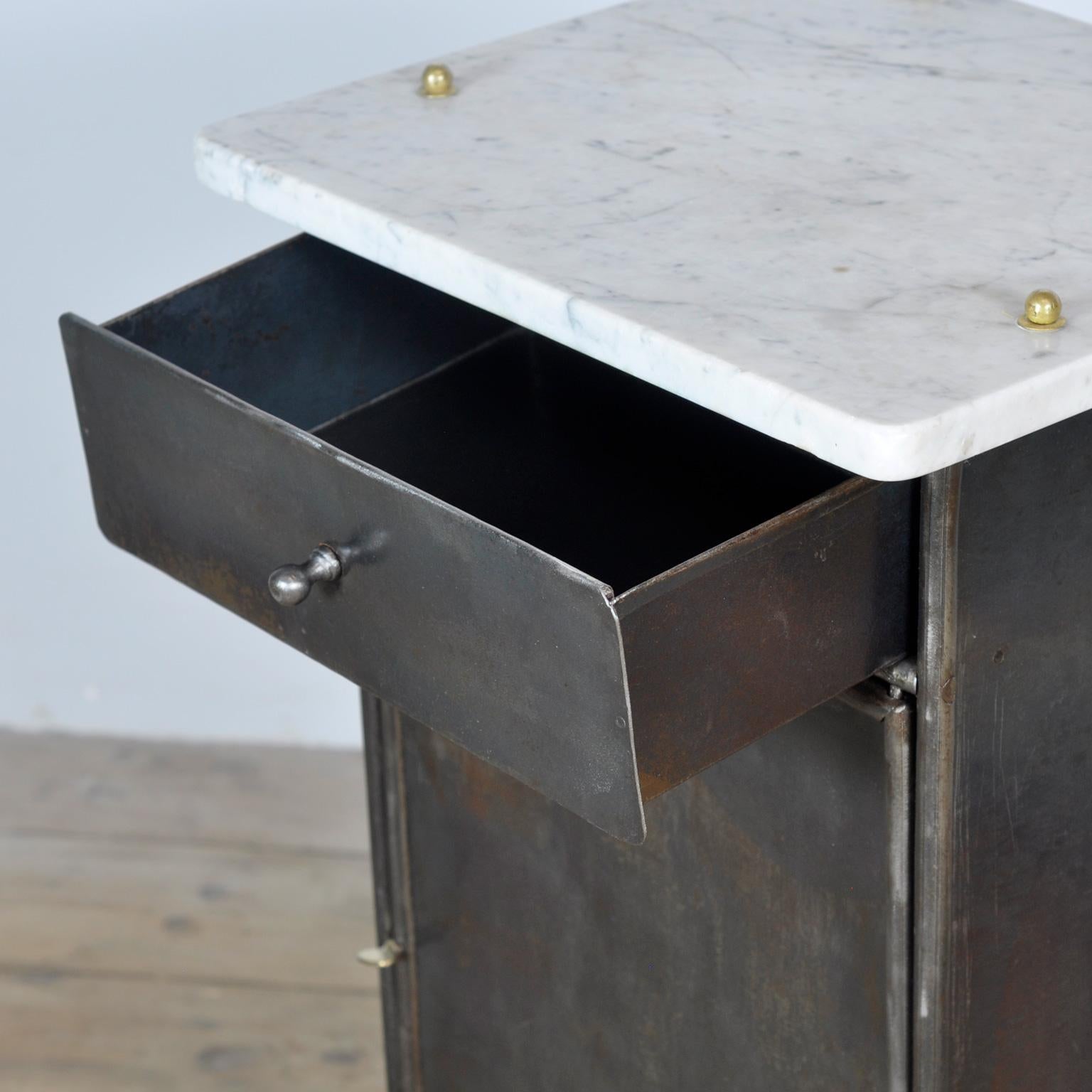 Brass Iron and marble nightstand, 1910s