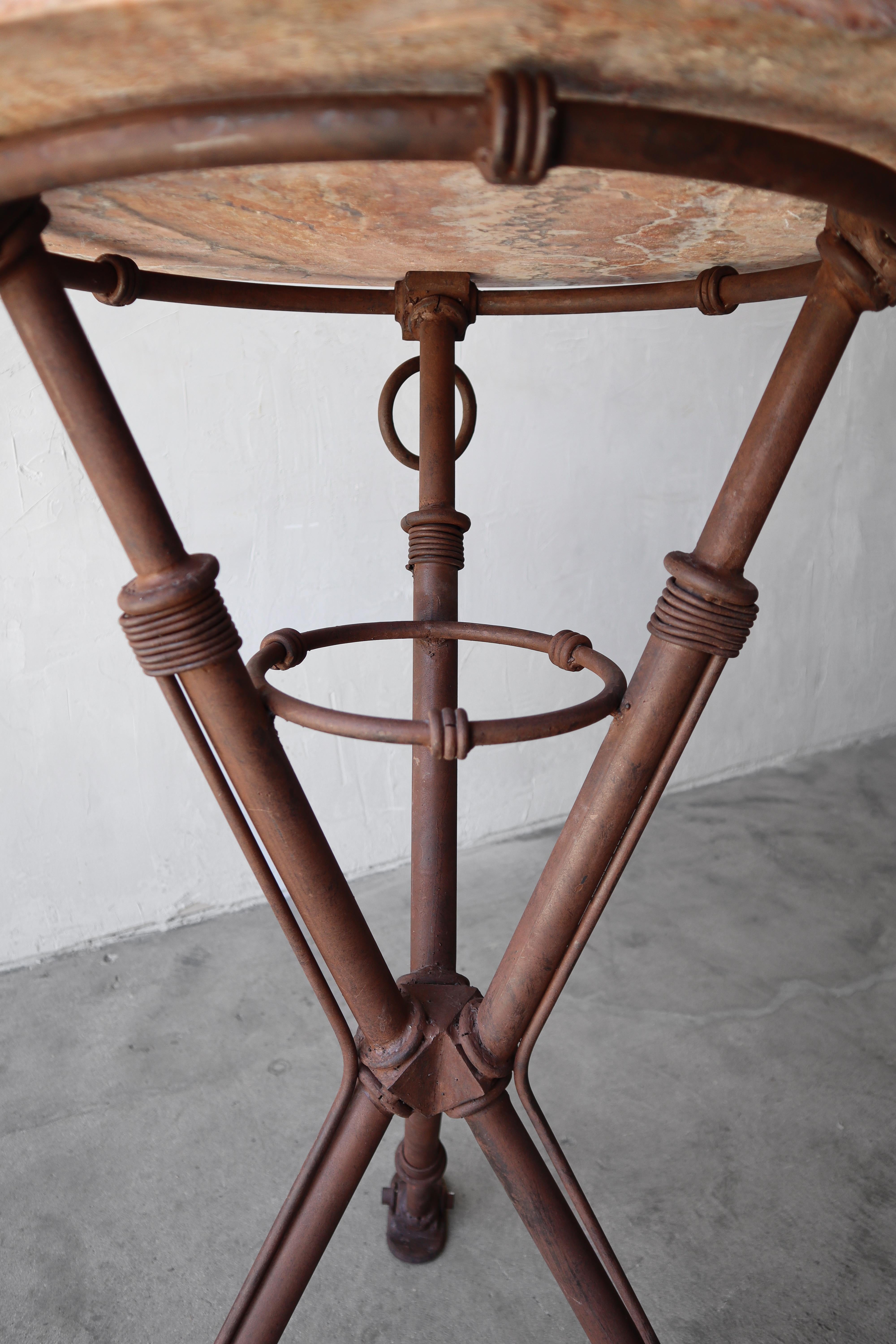 20th Century Iron and Marble Rustic Bar Table For Sale