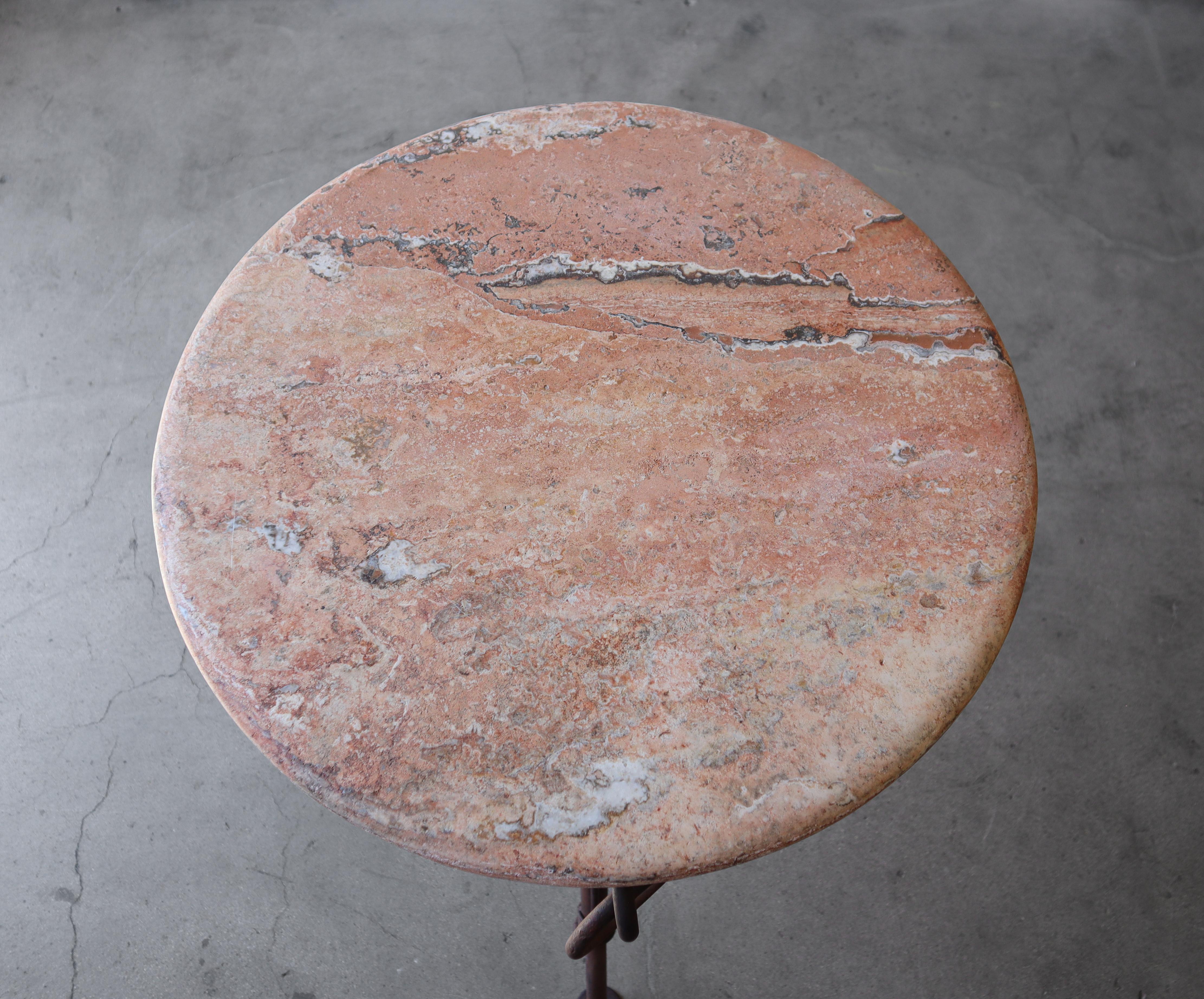 Iron and Marble Rustic Bar Table For Sale 1