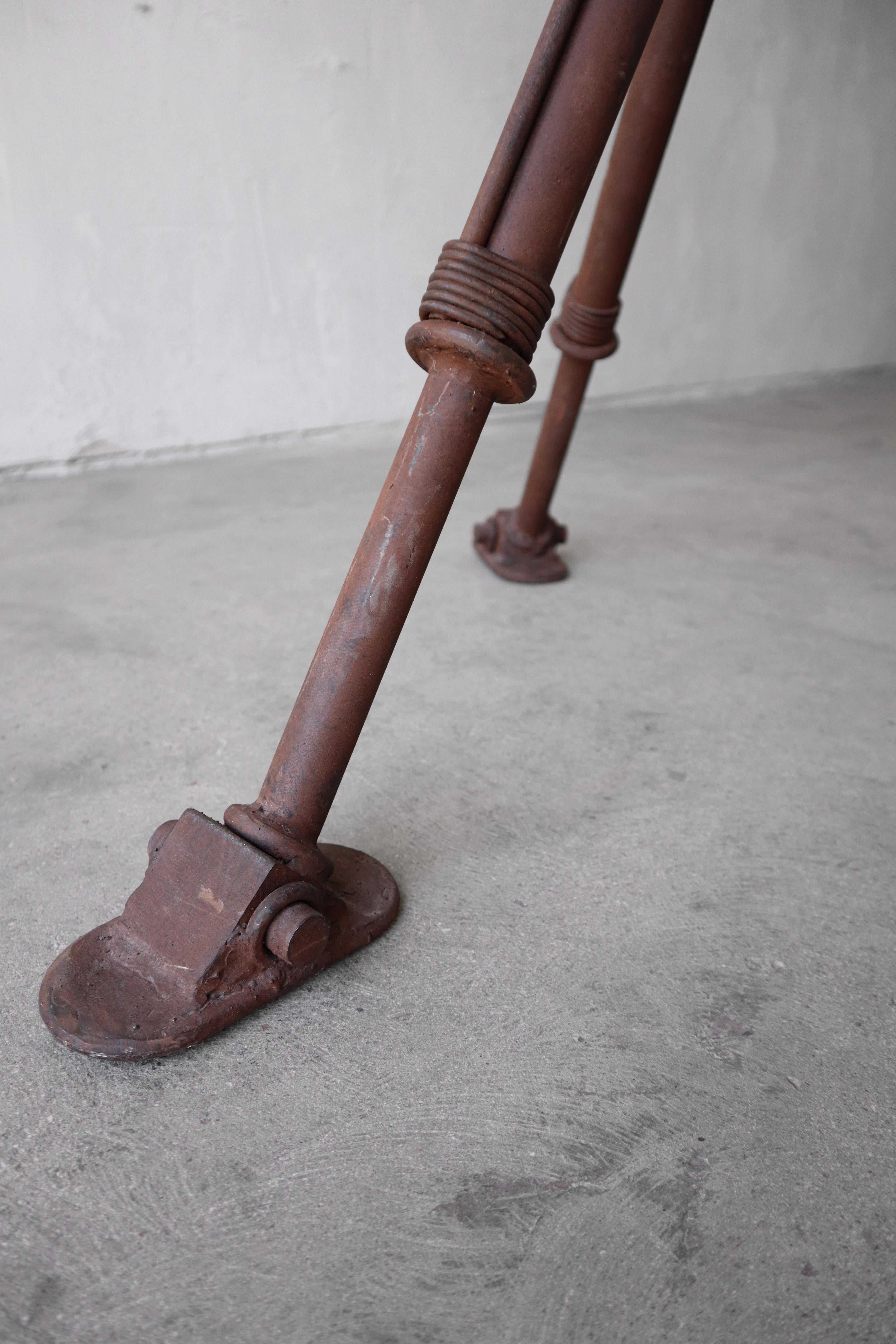 Iron and Marble Rustic Bar Table For Sale 2