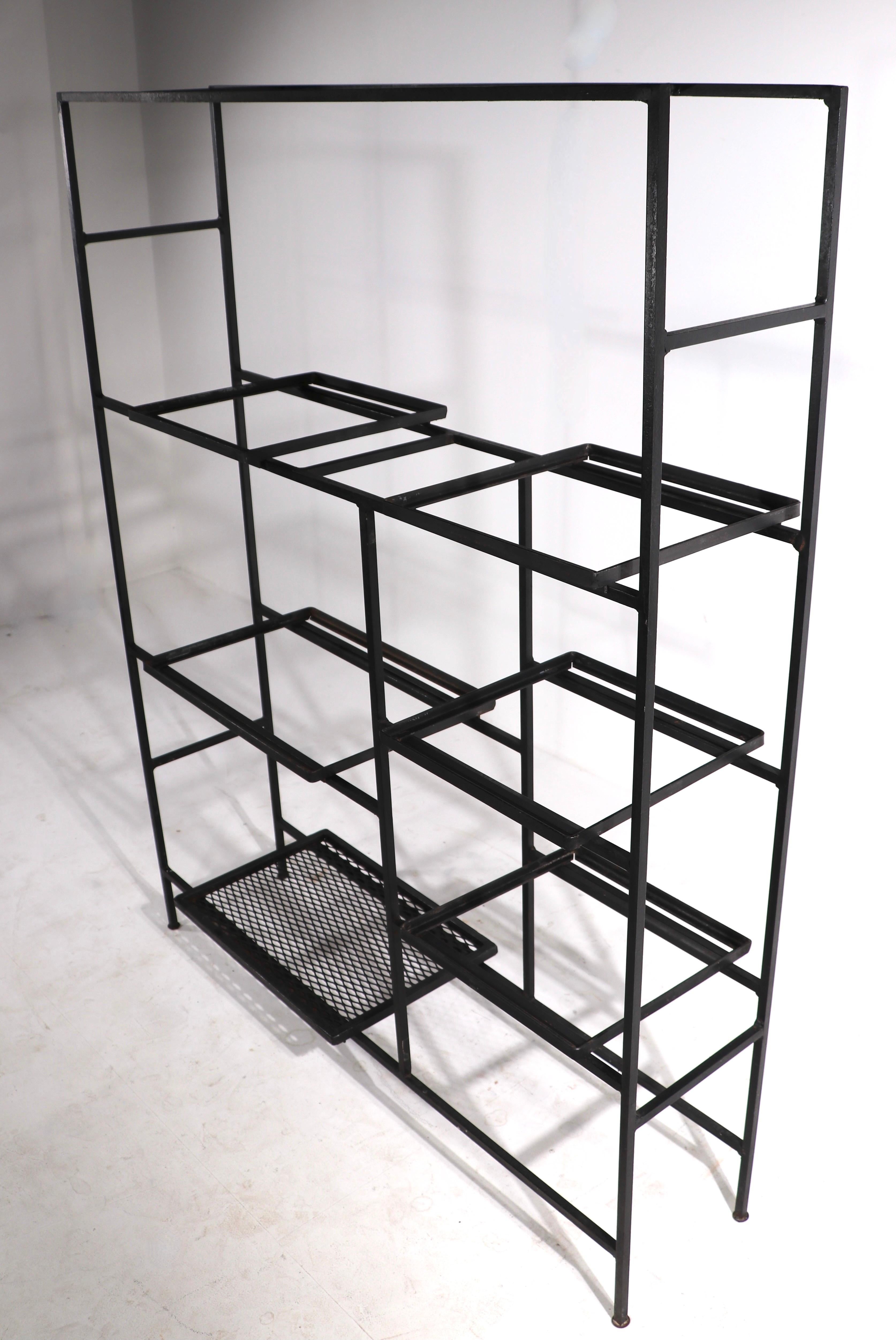 20th Century Iron and Marble Shelf with Adjustable Shelves Att. to Weinberg For Sale