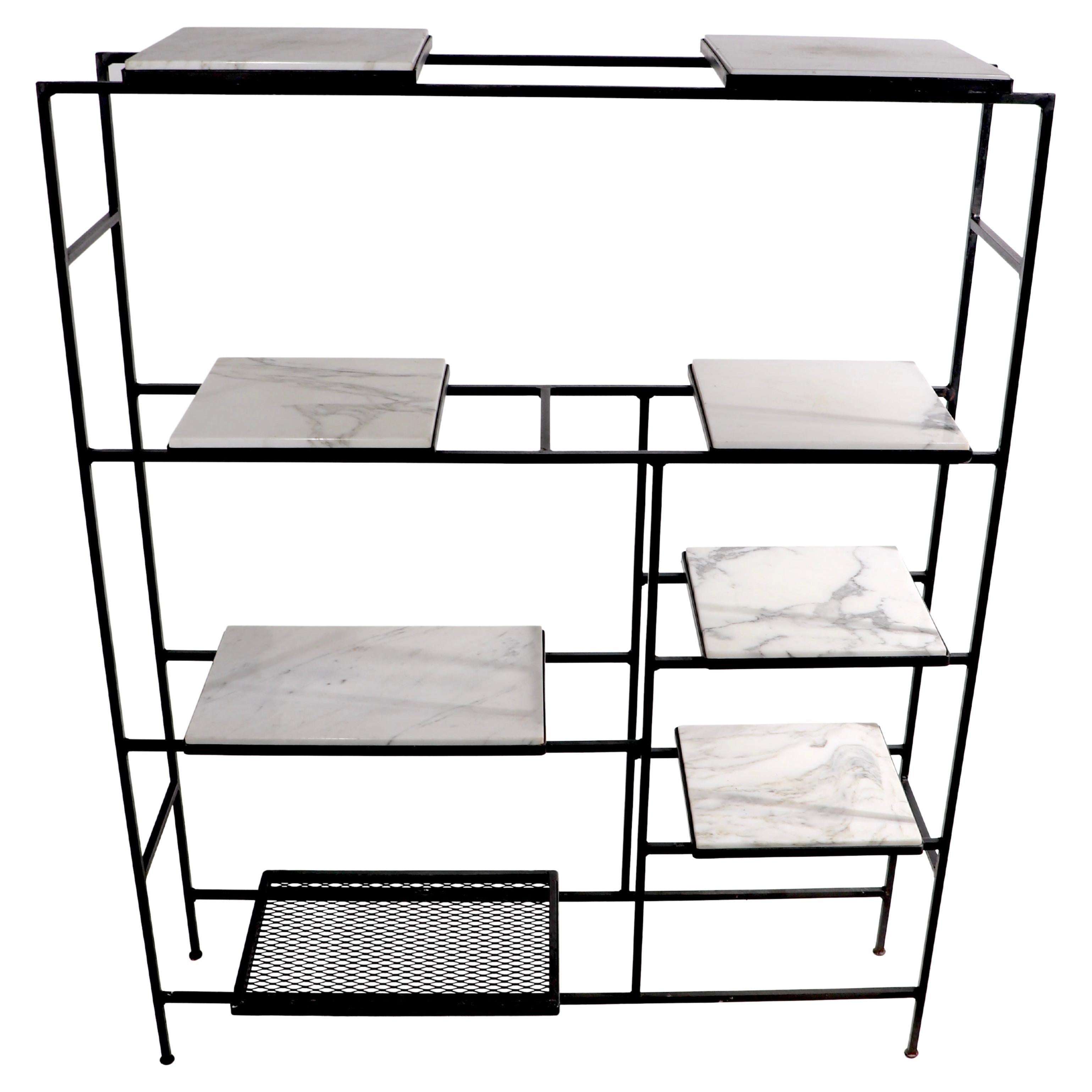 Iron and Marble Shelf with Adjustable Shelves Att. to Weinberg For Sale at  1stDibs