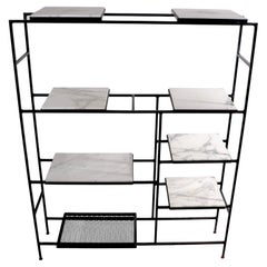 Retro Iron and Marble Shelf with Adjustable Shelves Att. to Weinberg