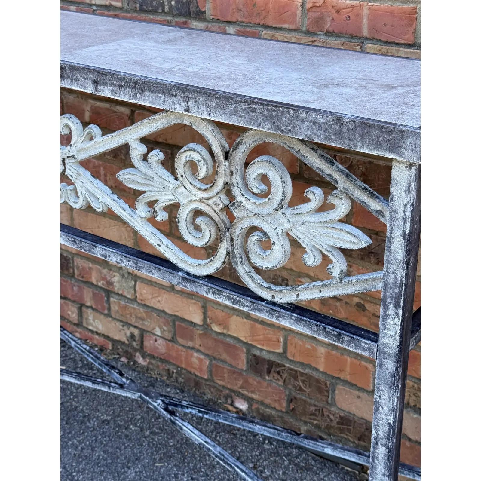 Iron and Marble Small Console Table In Good Condition For Sale In Nashville, TN