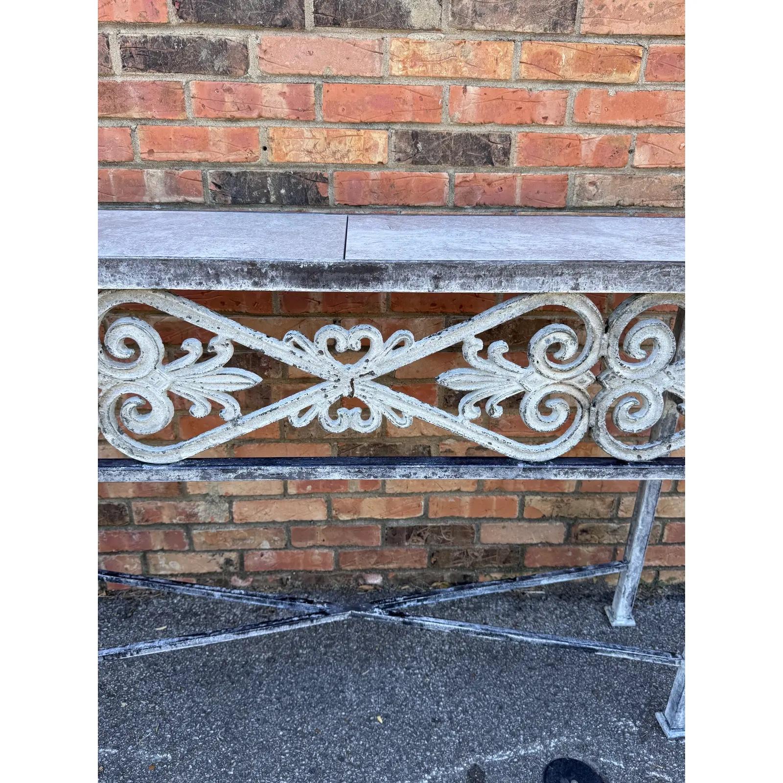 Iron and Marble Small Console Table For Sale 1