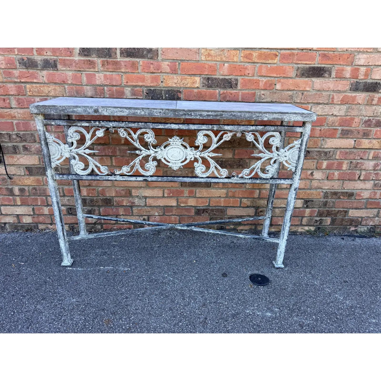 Iron and Marble Small Console Table For Sale 4