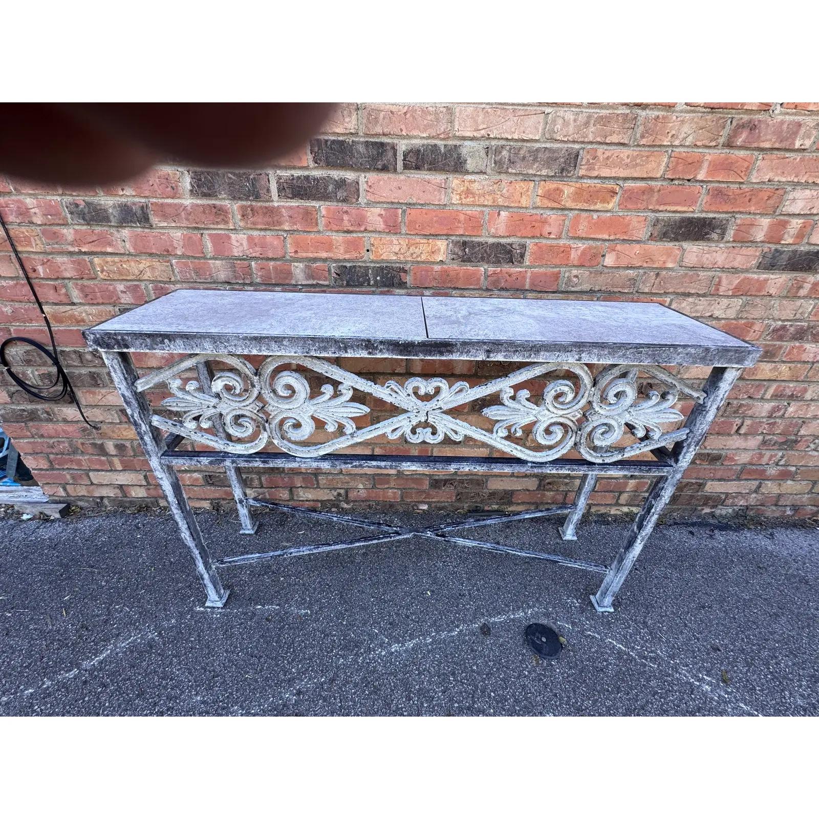 Iron and Marble Small Console Table For Sale 3