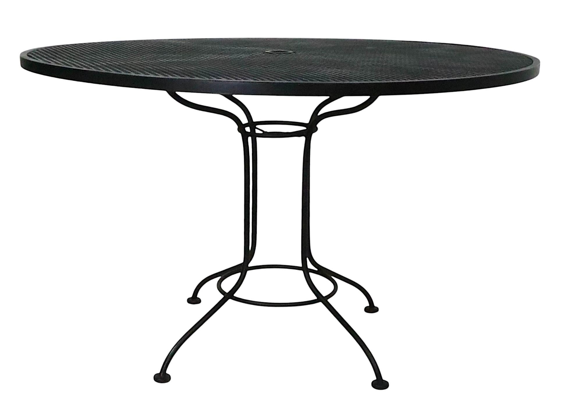 American Iron and Metal Mesh Patio Poolside  Garden Dining  Table att. to Woodard For Sale
