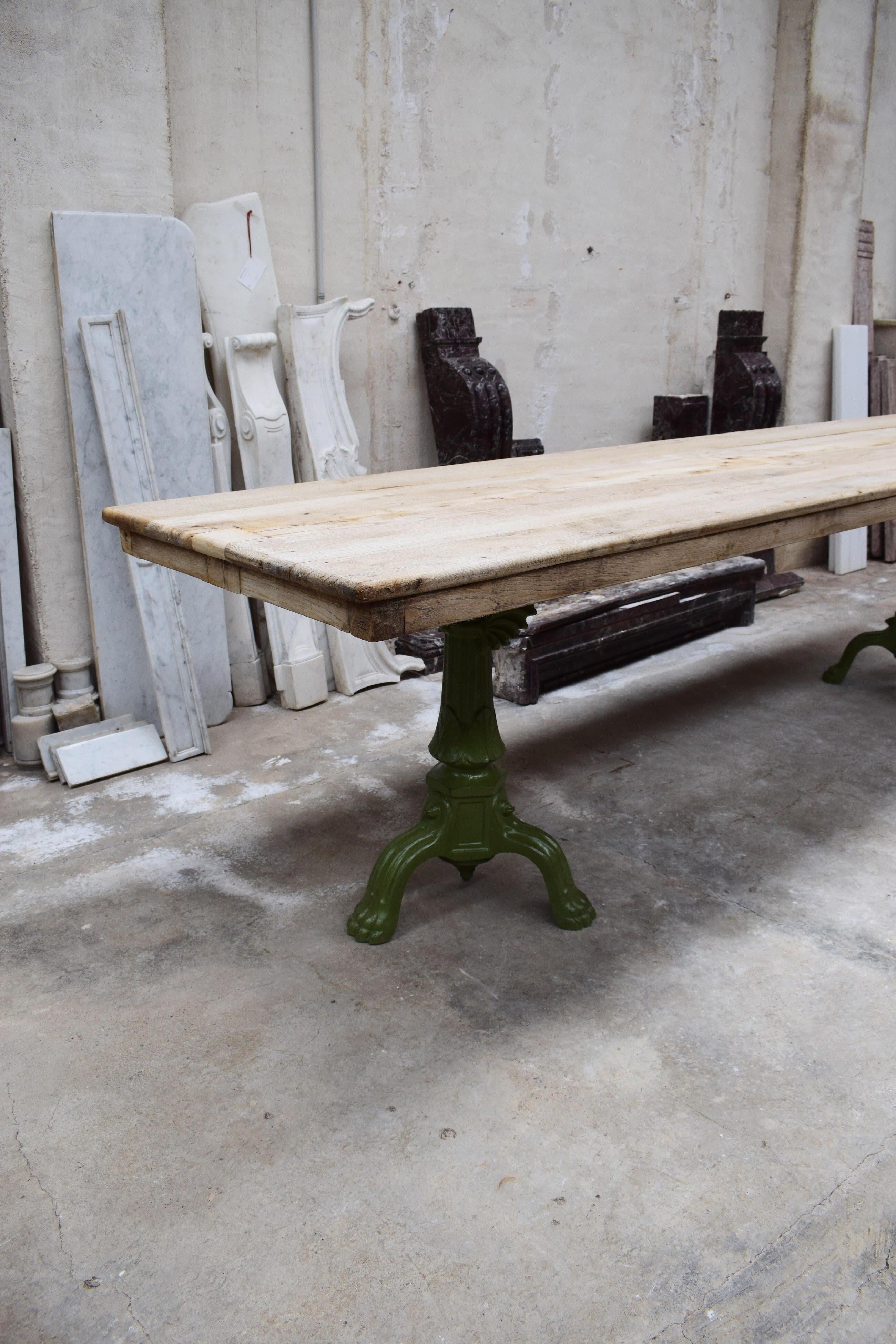 19th Century Iron and Oak Table For Sale