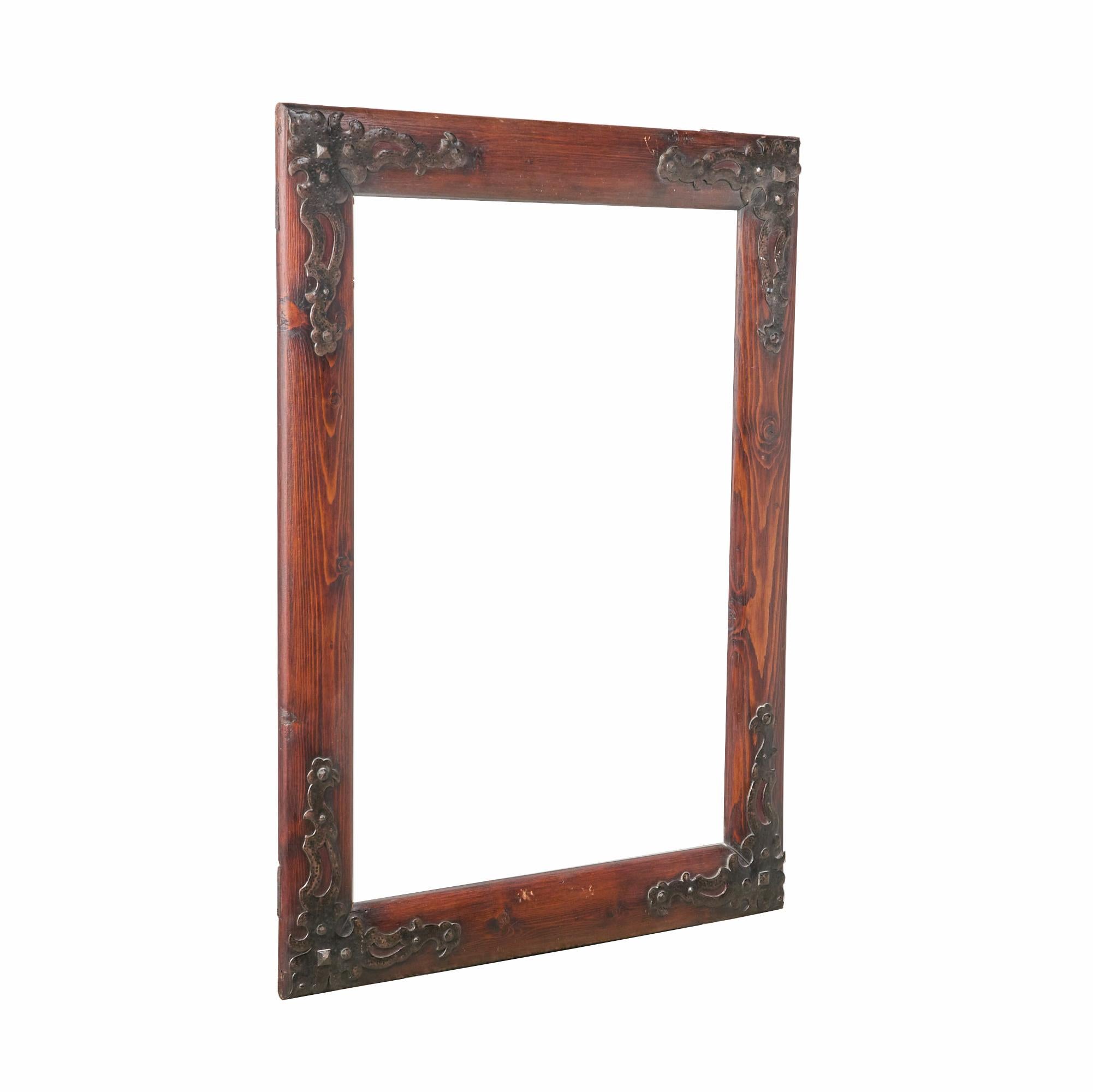 Iron and pine frame from the Estate of Jose Thenee. Great condition and quality. 