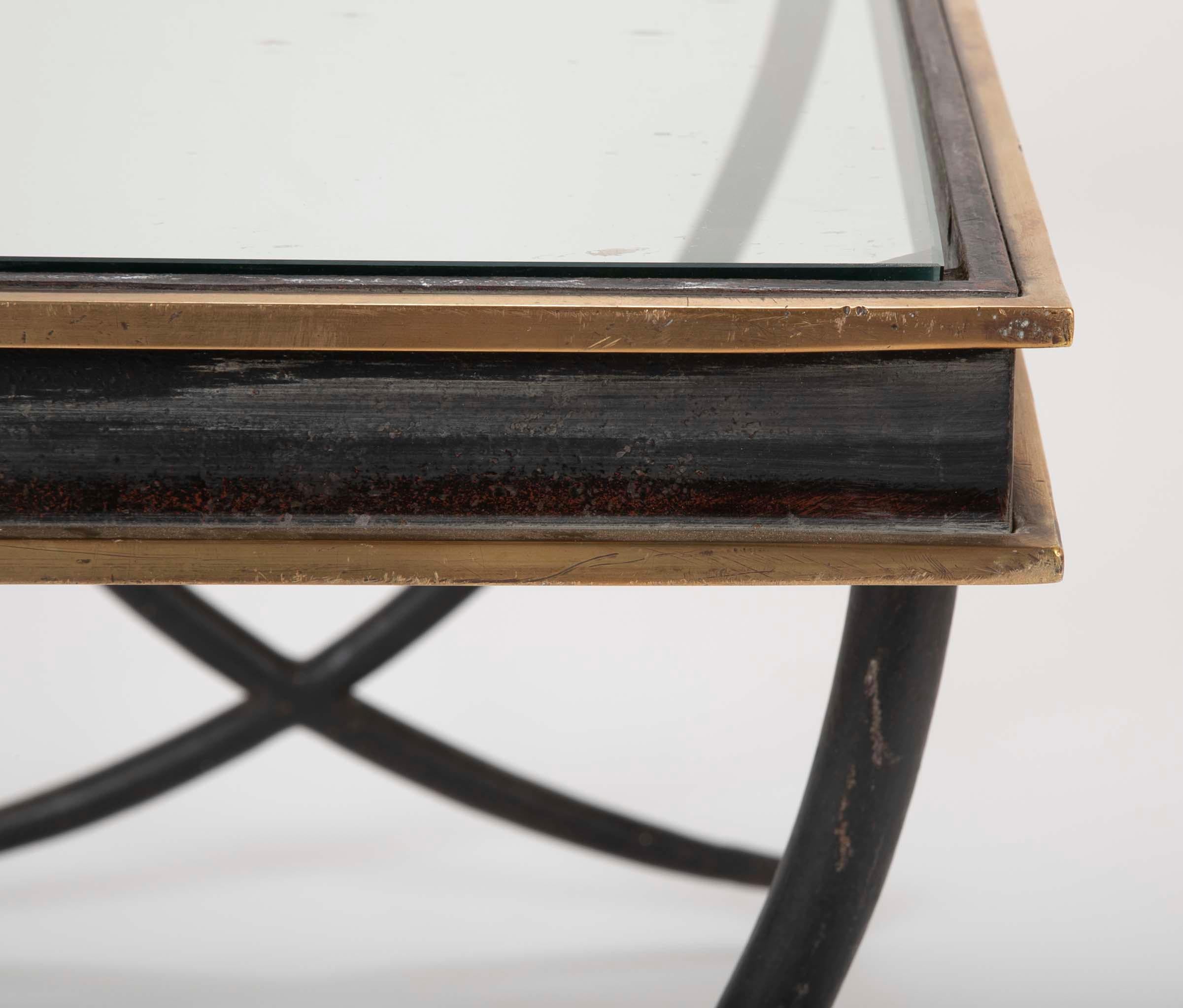 Iron and Polished Bronze Coffee Table in the Manner of Andre Arbus 3
