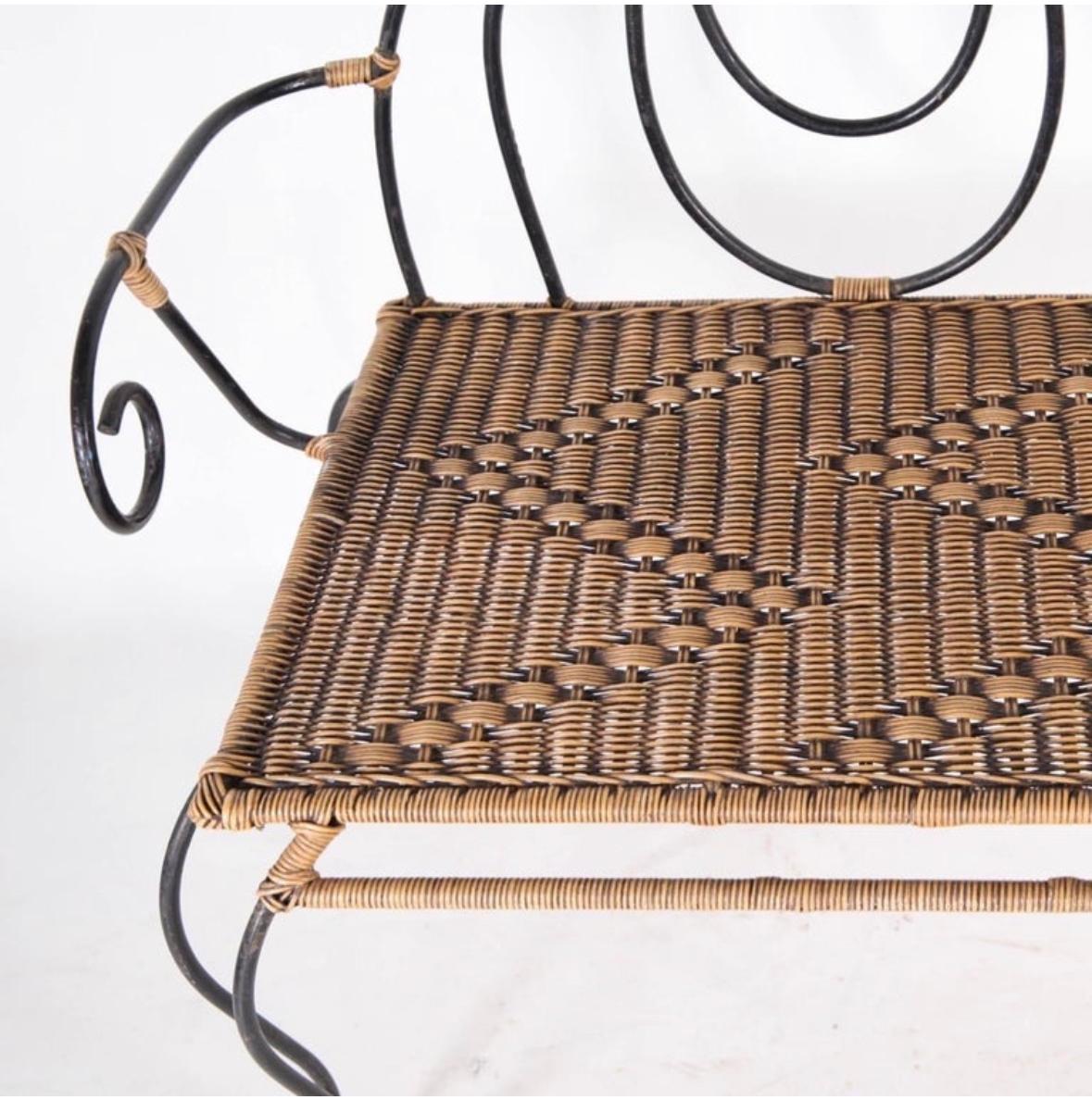 Iron and rattan bench 5
