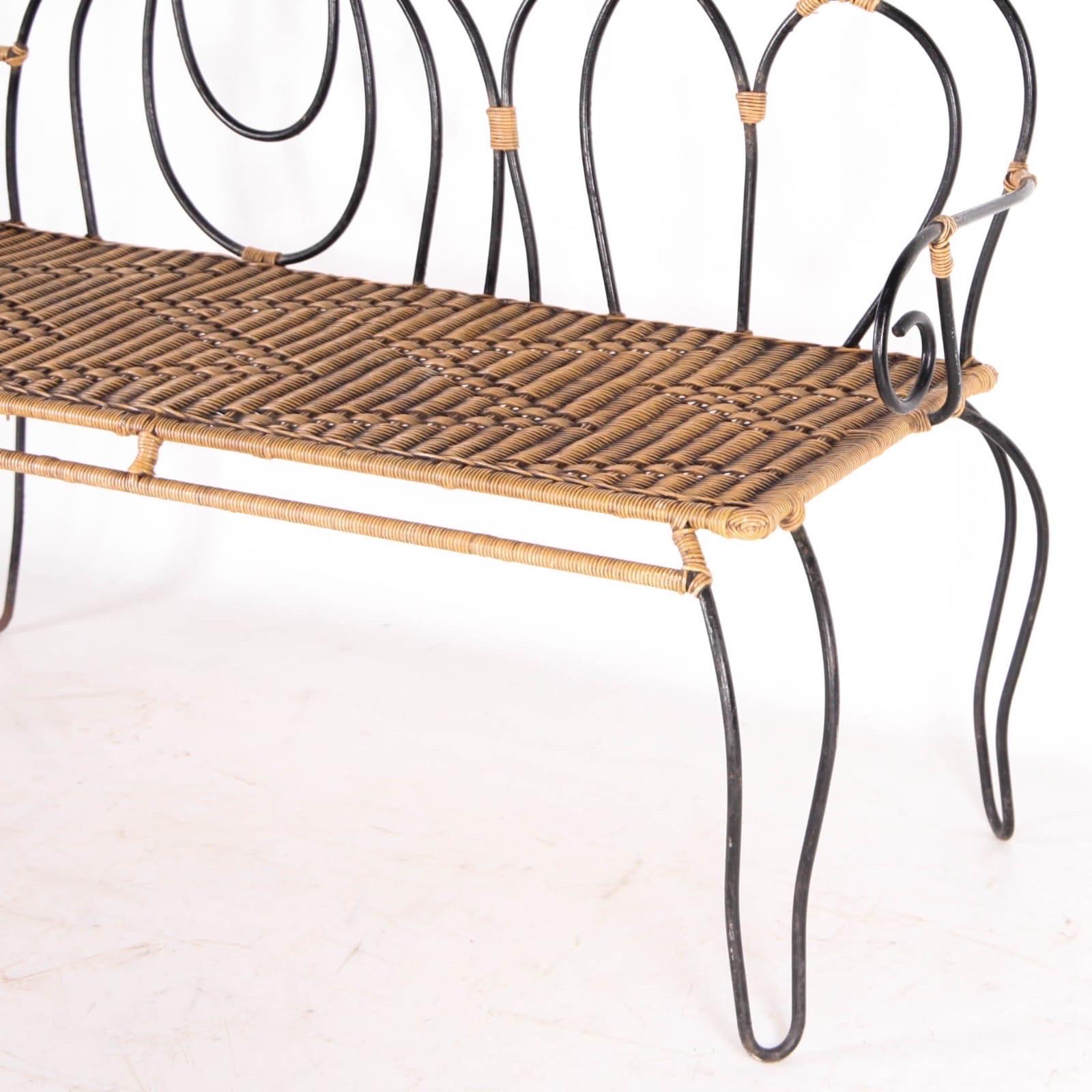 Rattan Iron and rattan bench