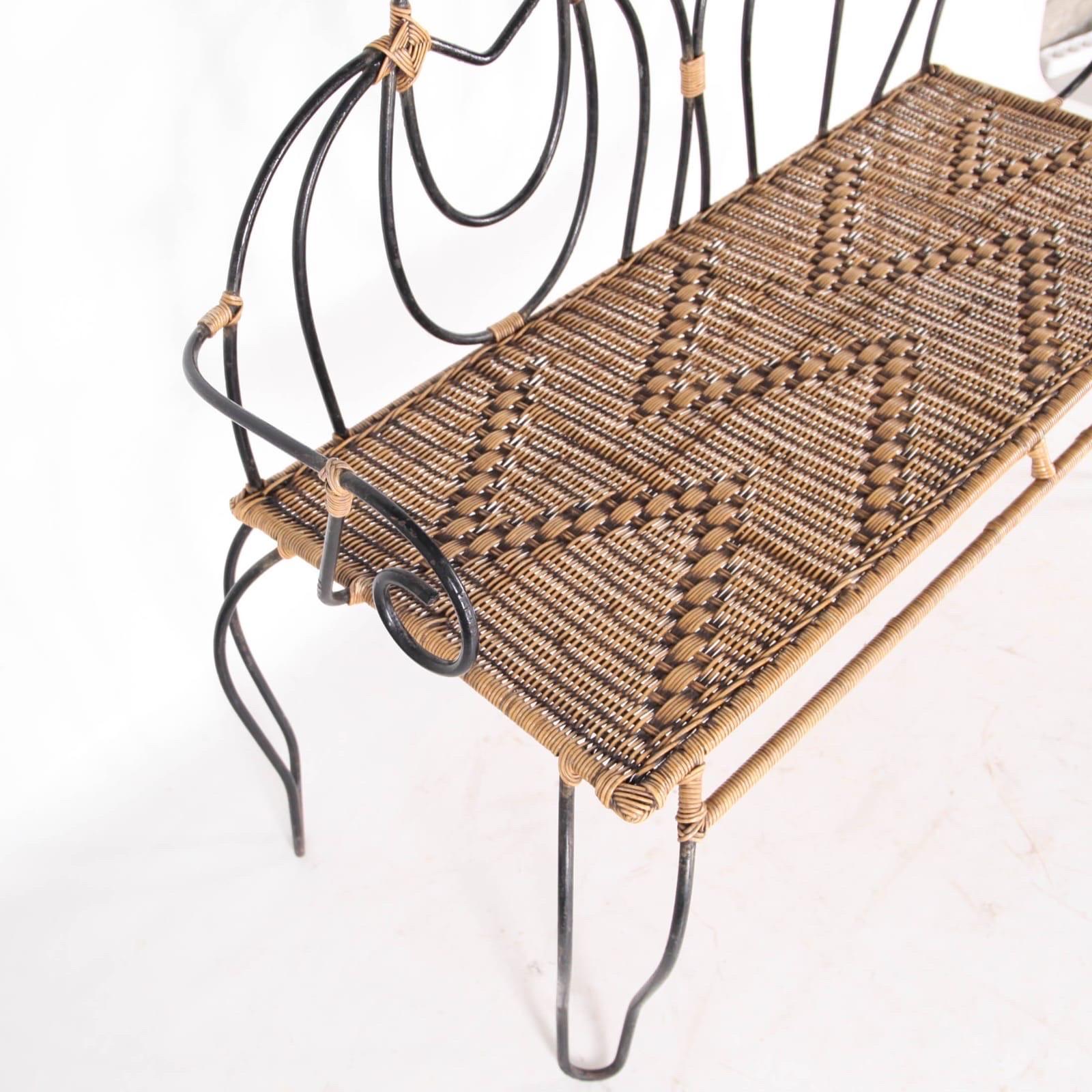 Iron and rattan bench 2