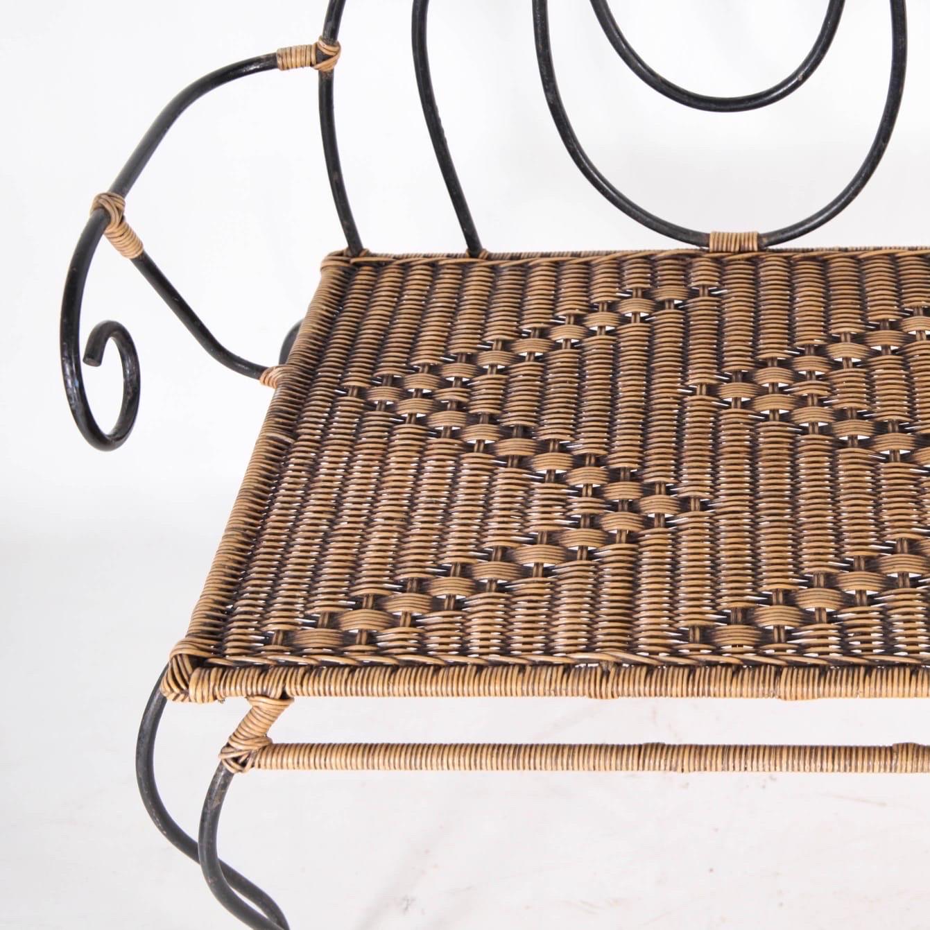 Iron and rattan bench 4