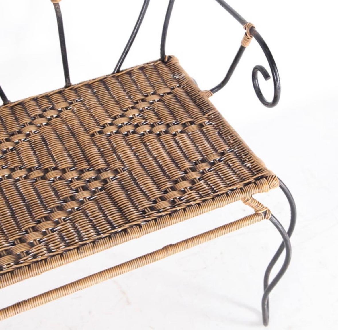Iron and rattan bench 4