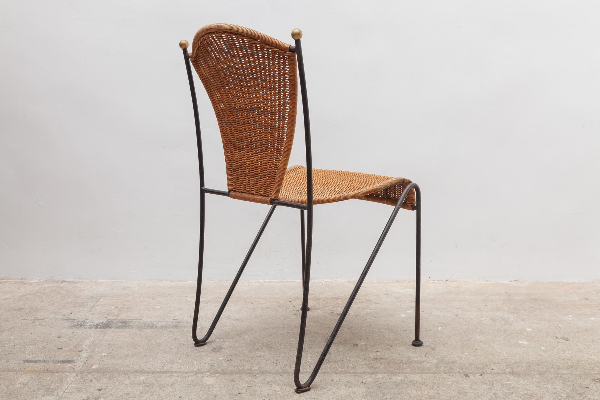 Mid-Century Modern Iron and Rattan Indoor and Outdoor Patio Chairs by Pipsan Saarinen Swanson