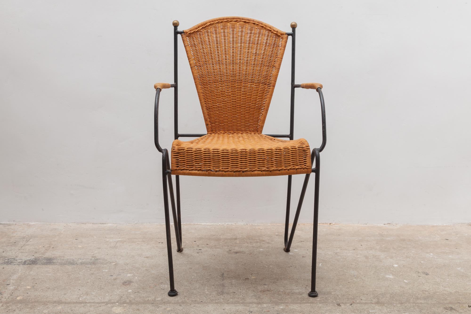 Central American Iron and Rattan Indoor and Outdoor Patio Chairs by Pipsan Saarinen Swanson