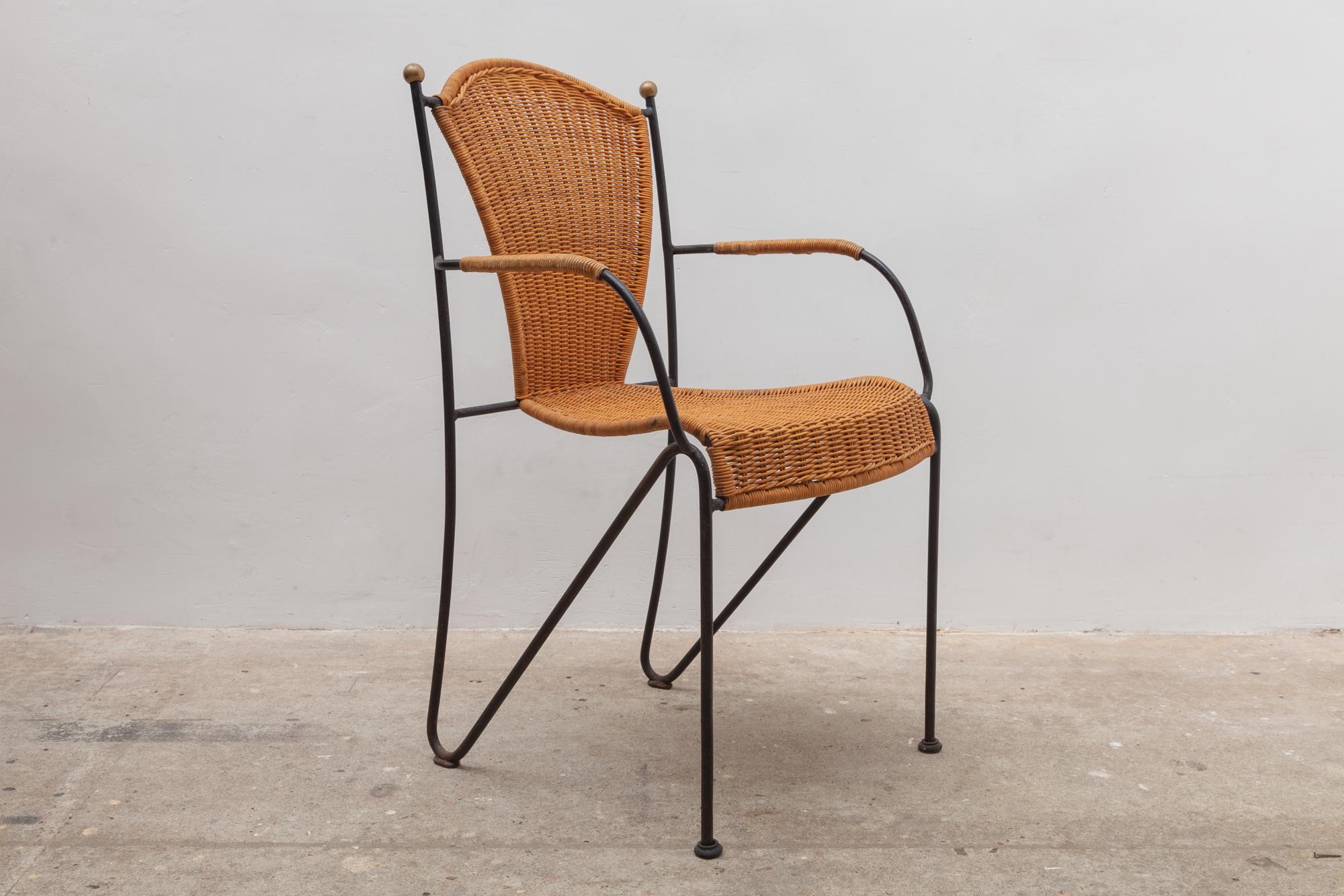 Iron and Rattan Indoor and Outdoor Patio Chairs by Pipsan Saarinen Swanson In Good Condition In Antwerp, BE