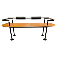 Iron and Saddle Leather Bench by Cy Mann