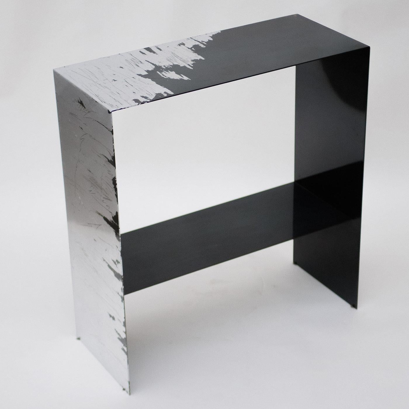 Modern Iron and Silver Leaf Console