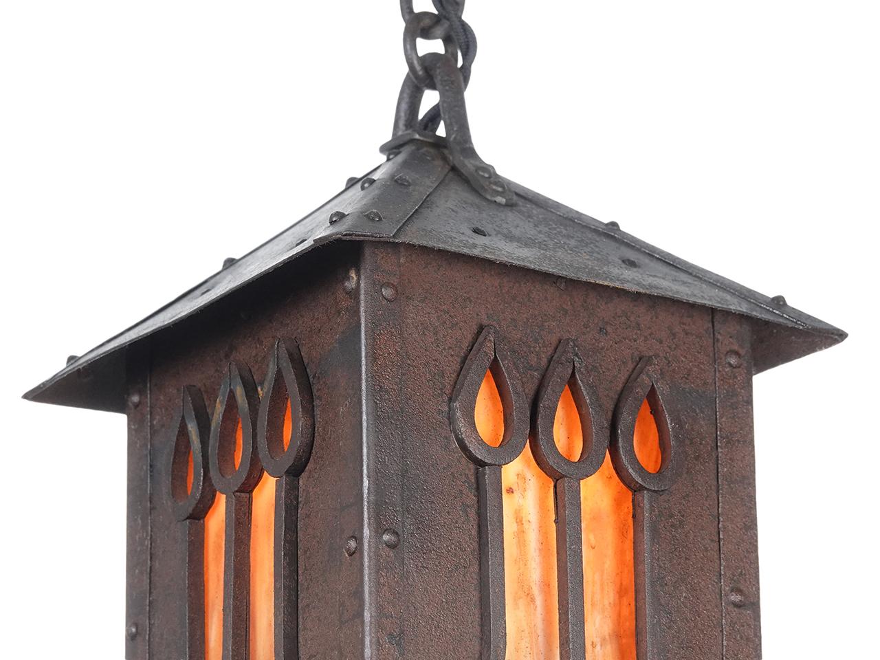 American Iron and Stained Glass Arts & Crafts Lantern
