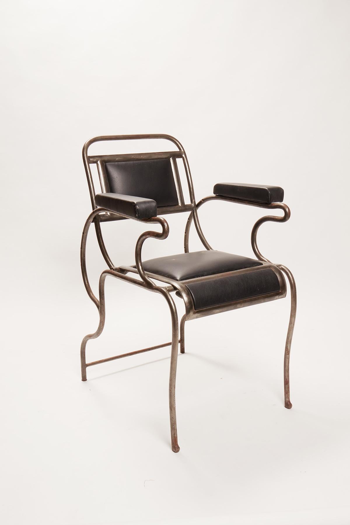 Iron and Stainless Steel Dentist Armchair, USA, 1930 For Sale 4