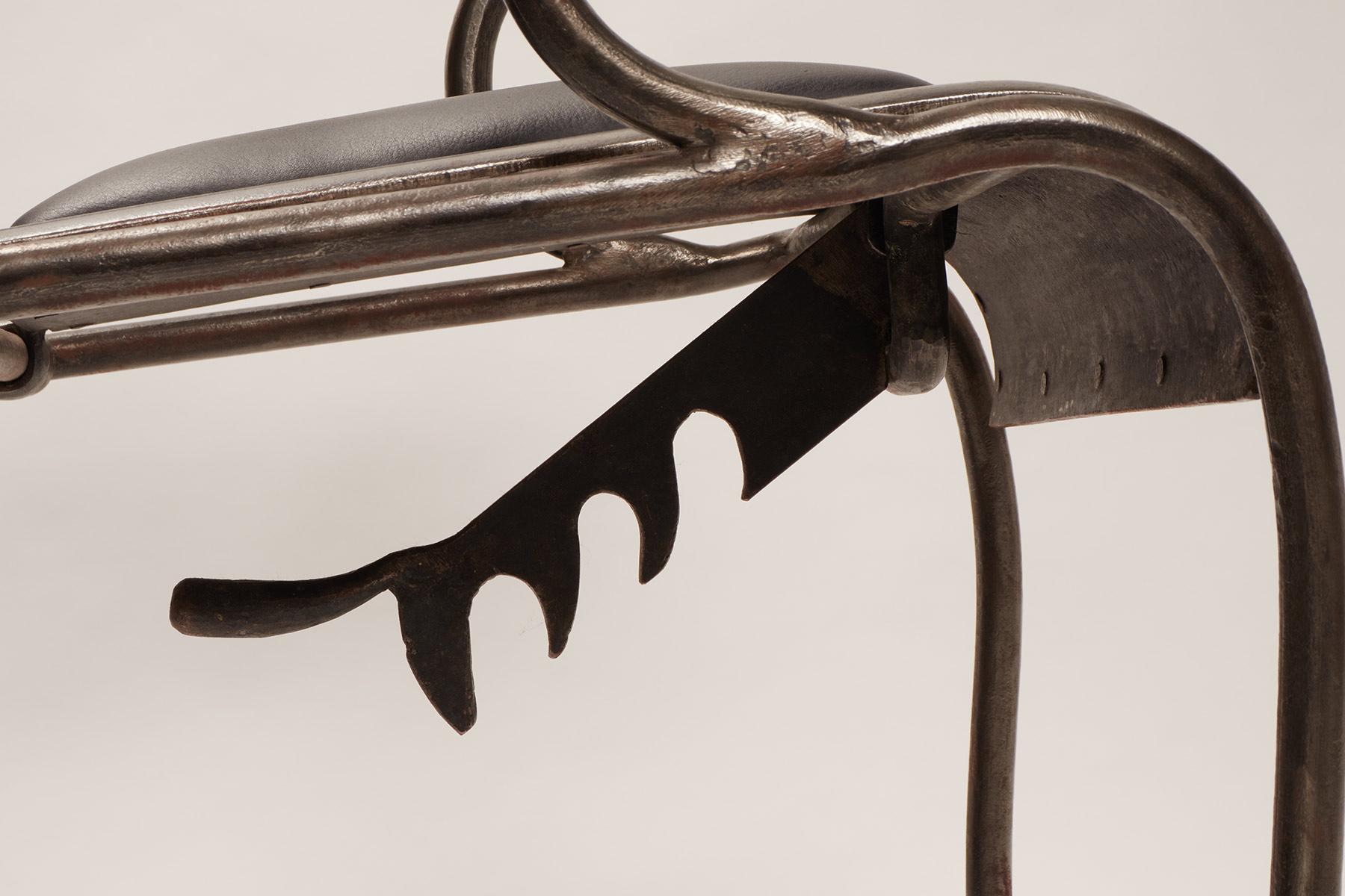 Sillón de dentista de hierro y acero inoxidable, EE.UU., 1930 Cuero en venta