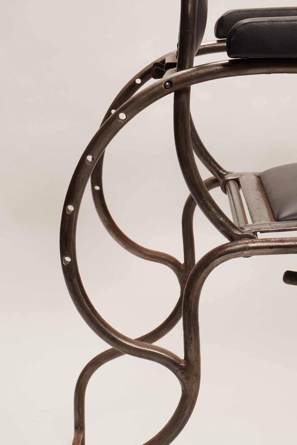 Iron and Stainless Steel Dentist Armchair, USA, 1930 For Sale 1
