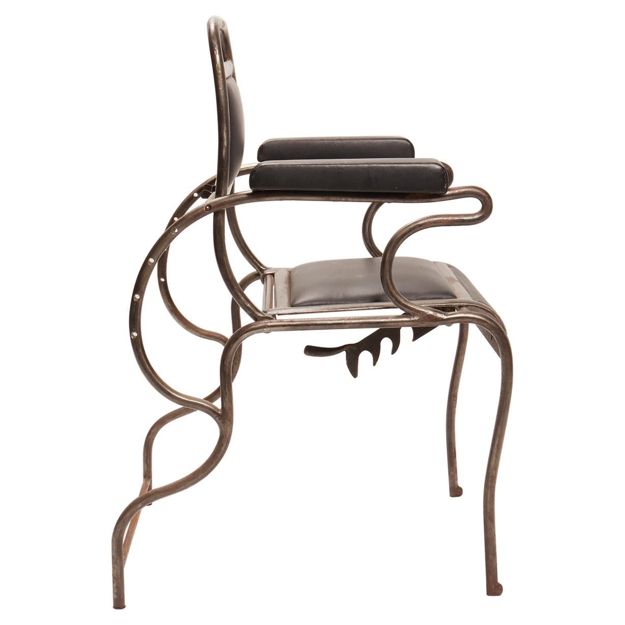 Iron and Stainless Steel Dentist Armchair, USA, 1930 For Sale