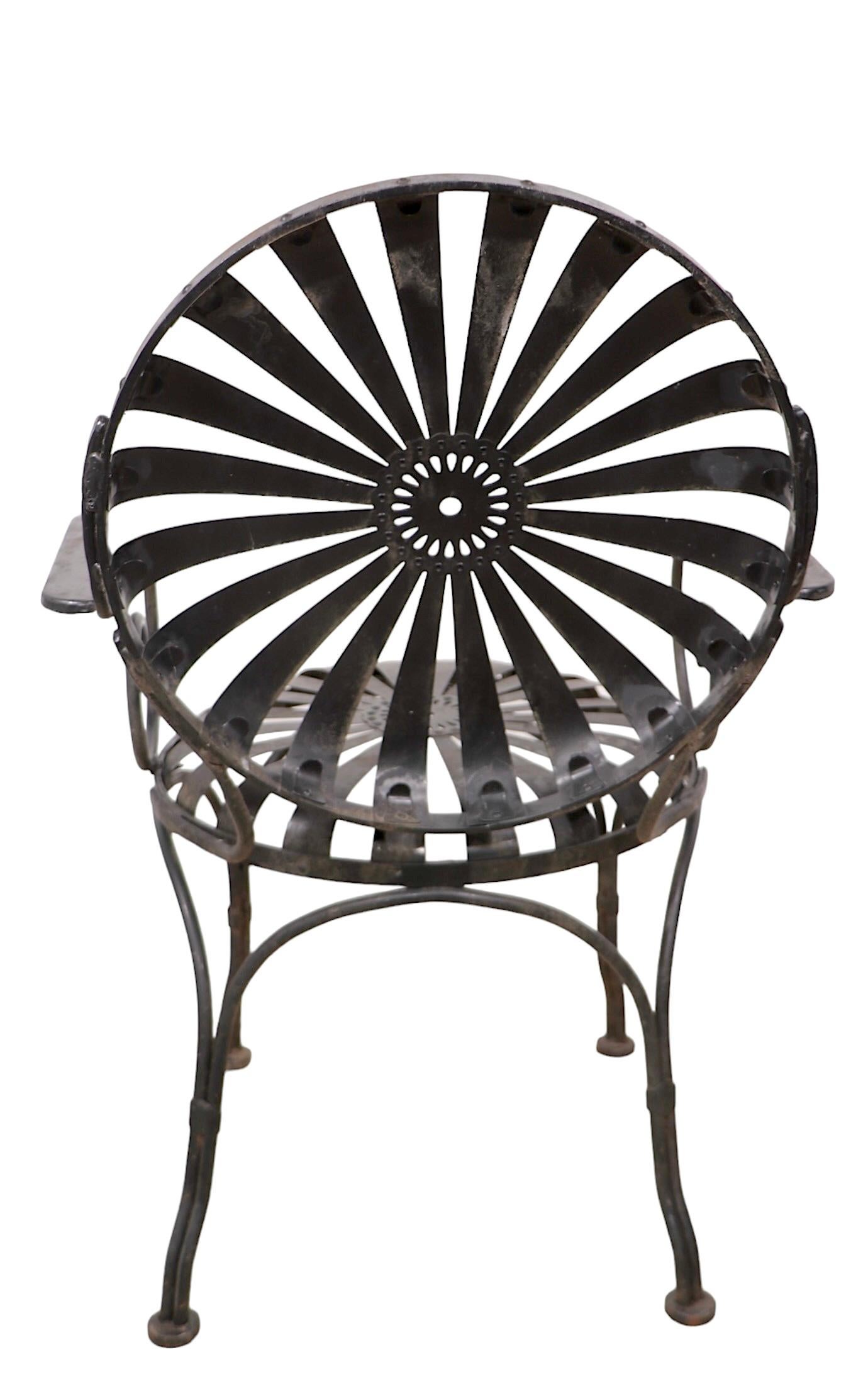 Chaise de jardin Bistro Ding de Francois Carre, en fer et acier, années 1940 3