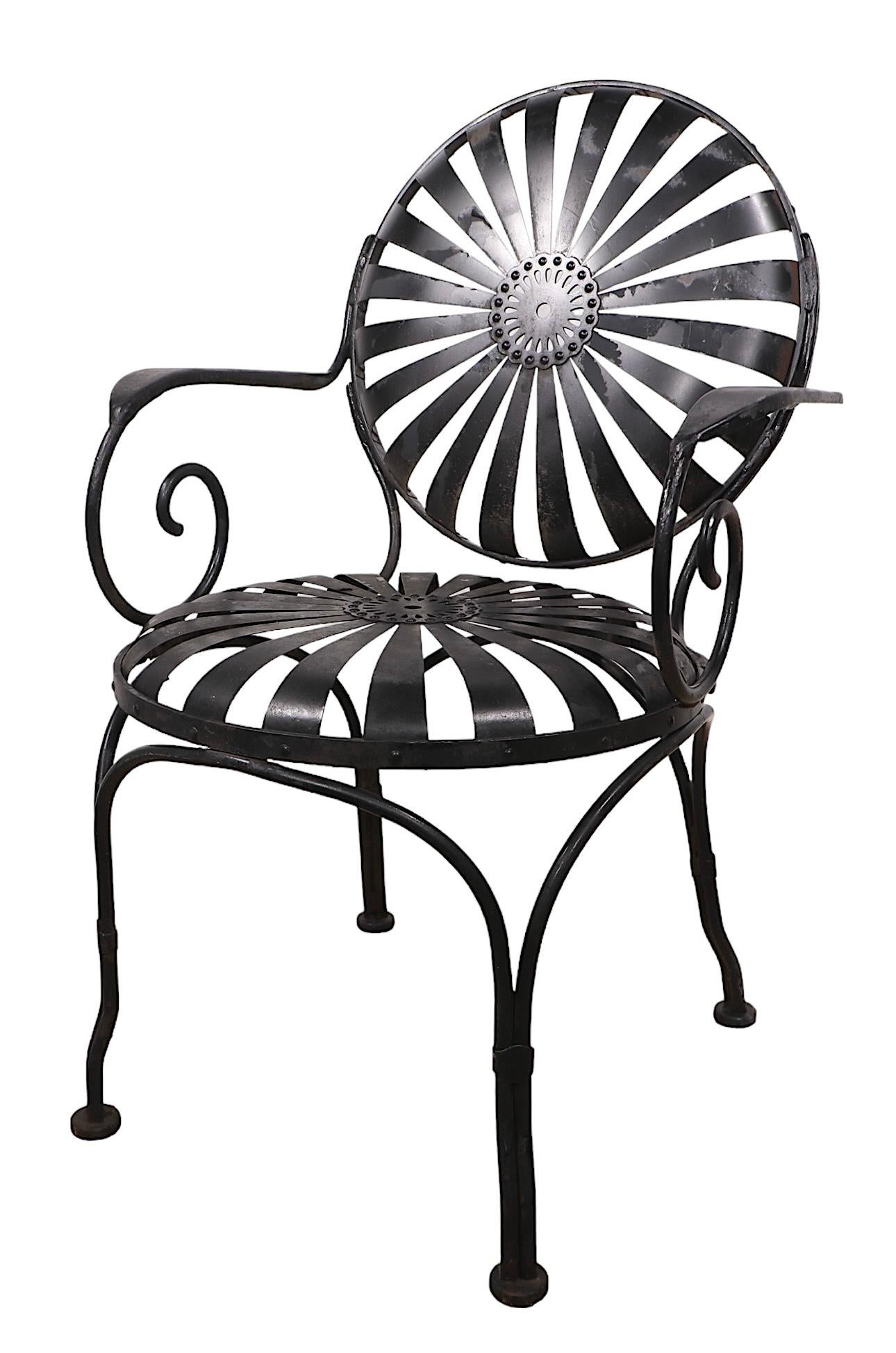 Chaise de jardin Bistro Ding de Francois Carre, en fer et acier, années 1940 6