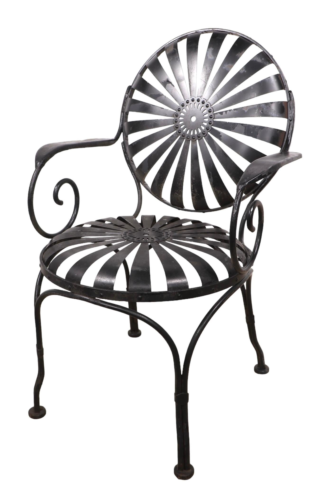 Chaise de jardin Bistro Ding de Francois Carre, en fer et acier, années 1940 7