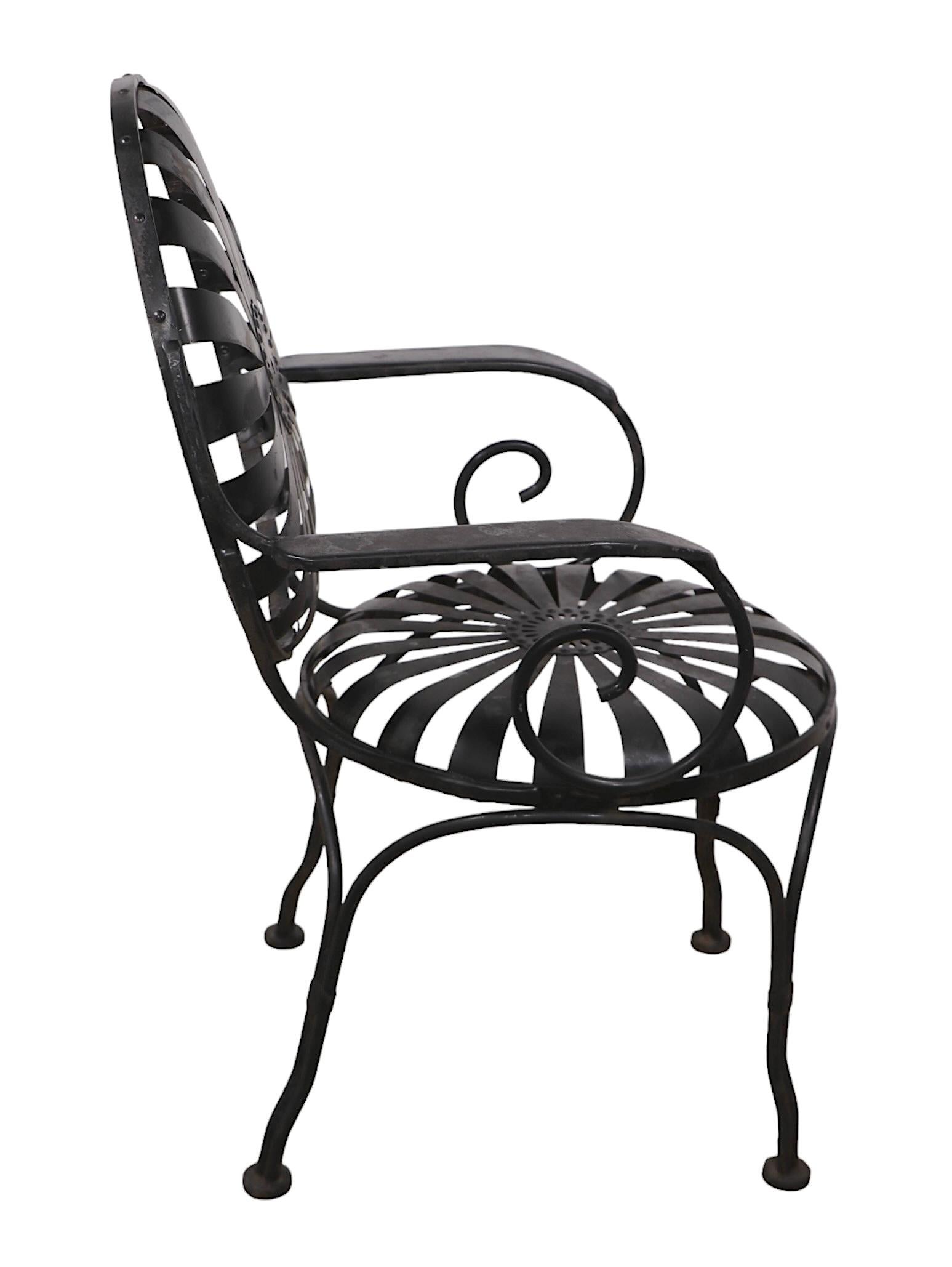 Chaise de jardin Bistro Ding de Francois Carre, en fer et acier, années 1940 1