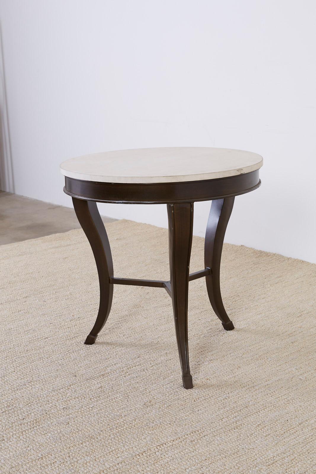 Iron and Stone Top Center Table or Drink Table For Sale 1