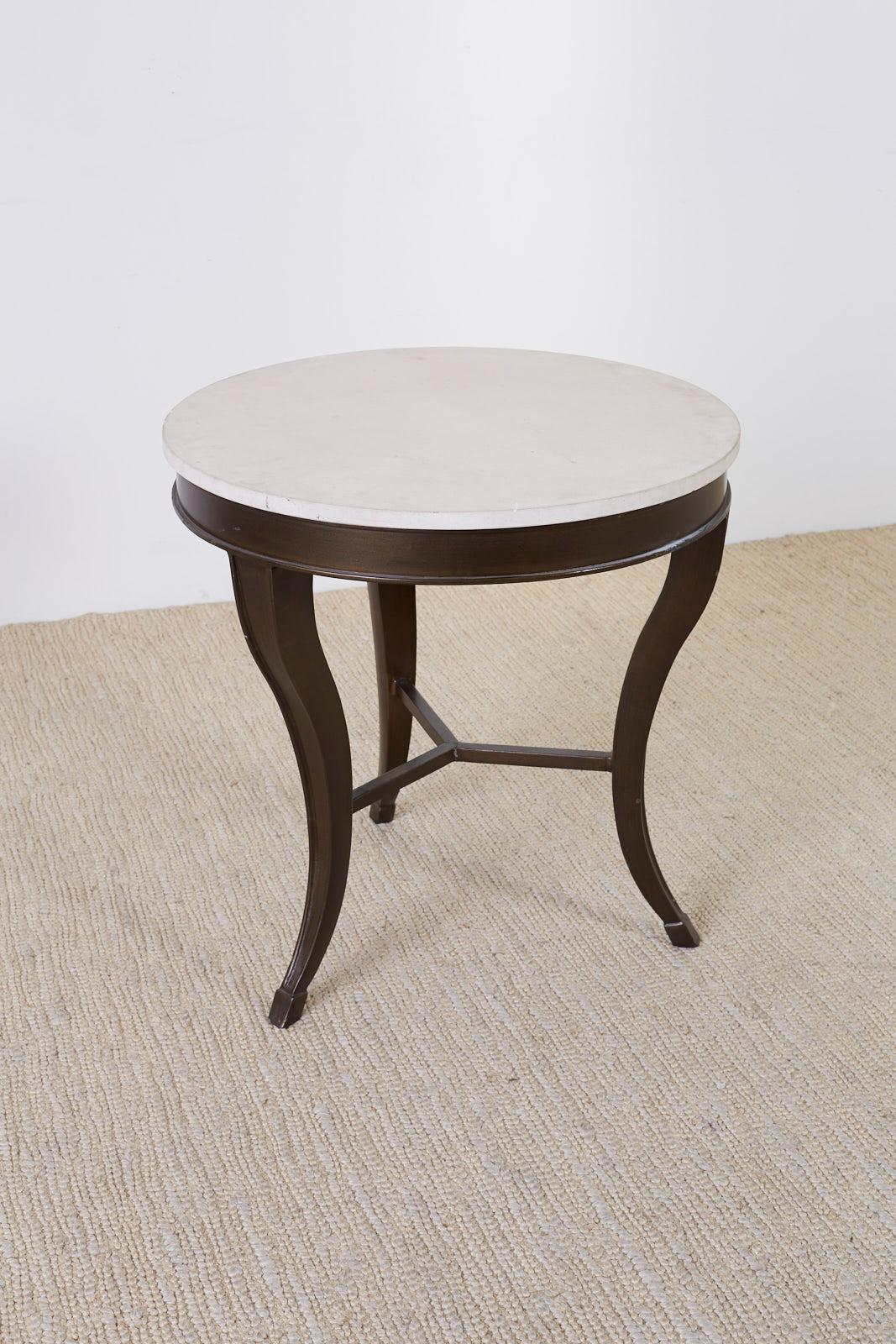 Iron and Stone Top Center Table or Drink Table For Sale 3