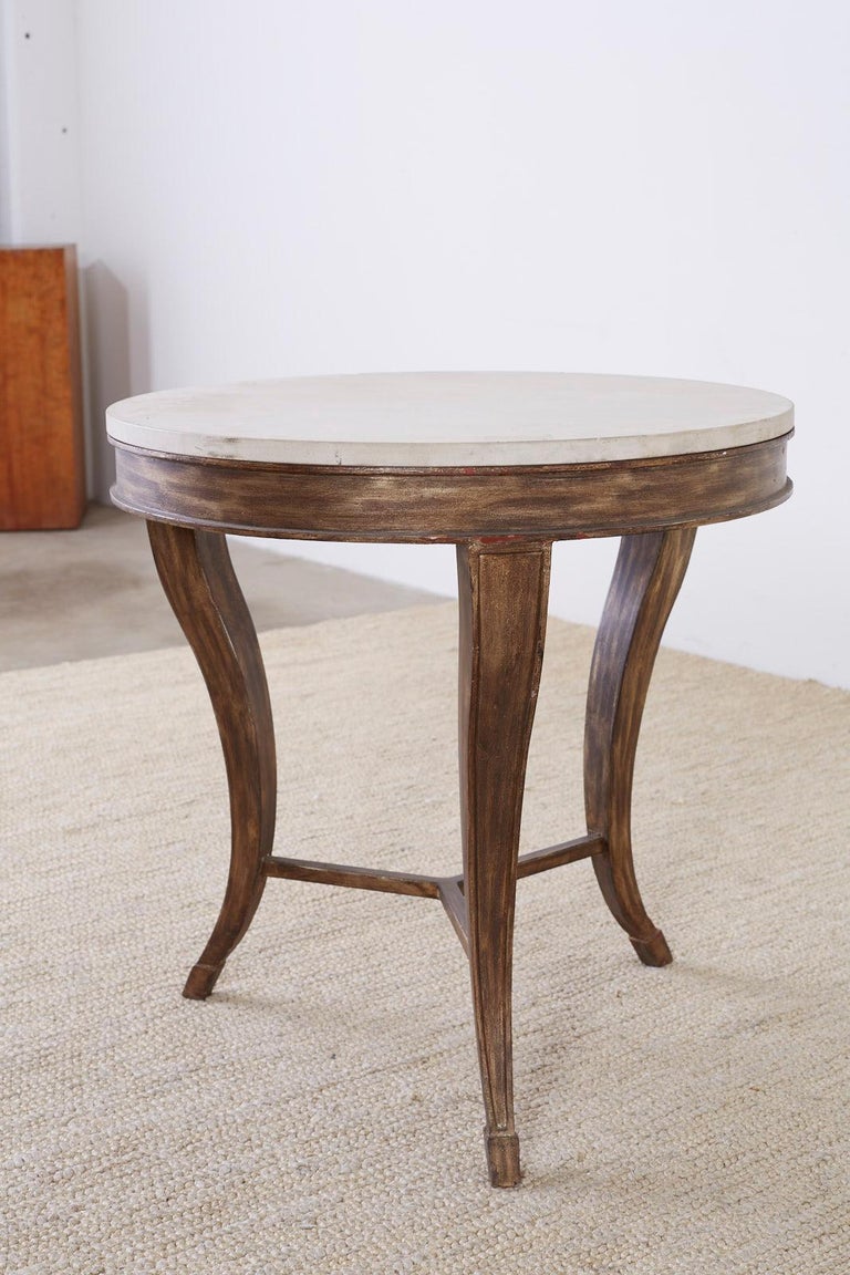 Hand-Crafted Iron and Stone Top Center Table or Drink Table For Sale
