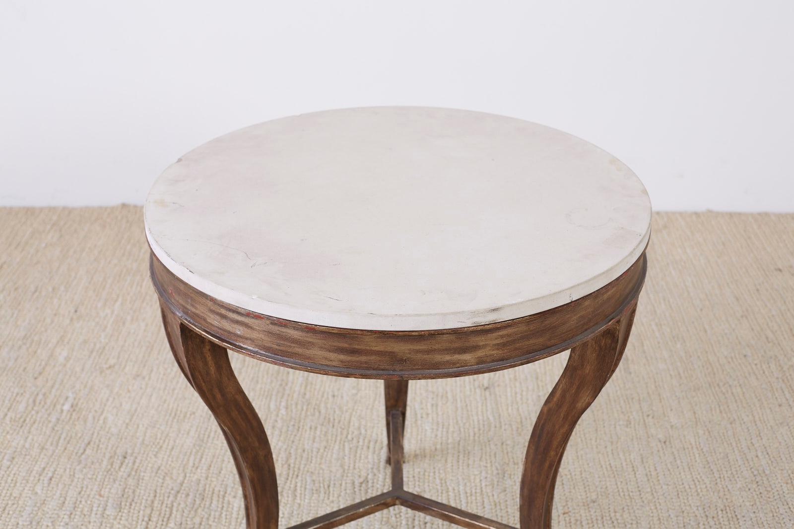 Hand-Crafted Iron and Stone Top Center Table or Drink Table For Sale