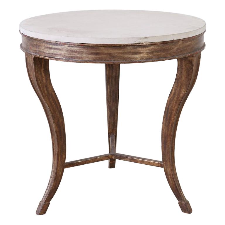 Iron and Stone Top Center Table or Drink Table For Sale