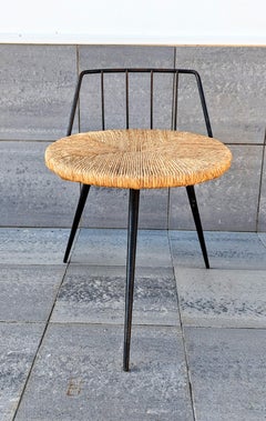 Iron and Straw Stool, France 1960s