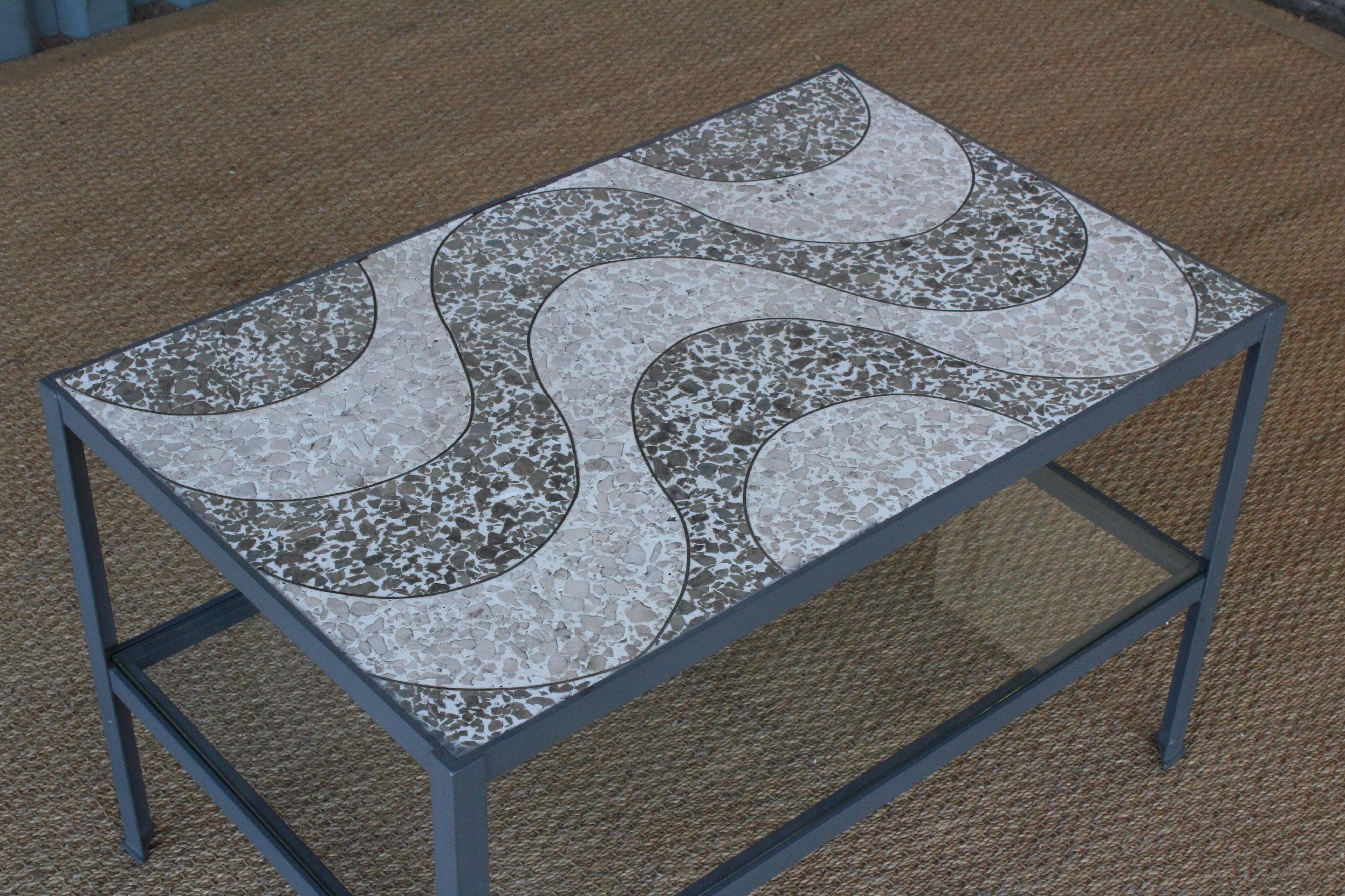 Mid-Century Modern Iron and Terrazzo End Table, Italy, 1960s
