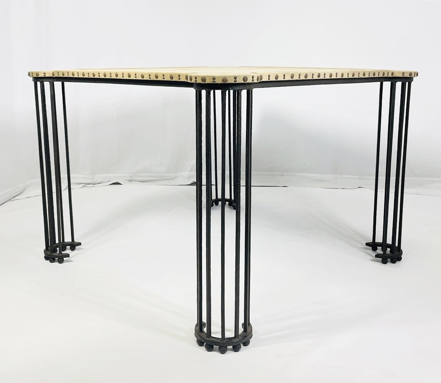 Iron and Ultrasuede Game Table by Marjorie Shushan Studio In Good Condition For Sale In Los Angeles, CA