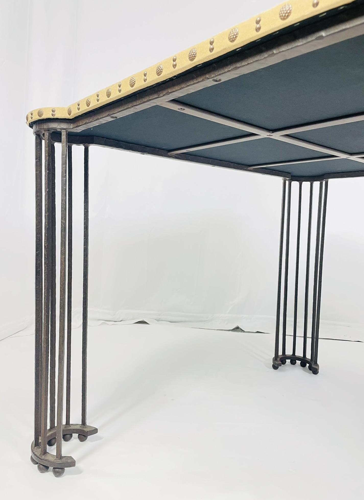Contemporary Iron and Ultrasuede Game Table by Marjorie Shushan Studio For Sale