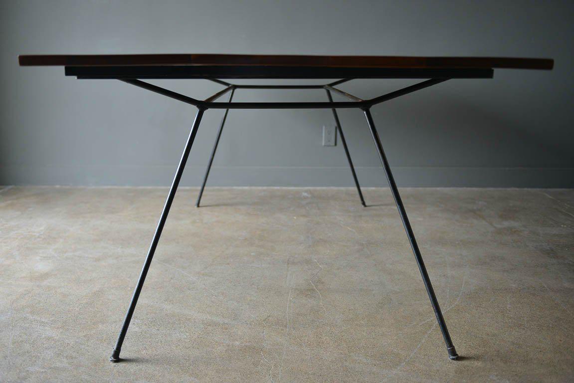Iron and Walnut Slab Dining Table by Milo Baughman for Pacific Iron Products 3