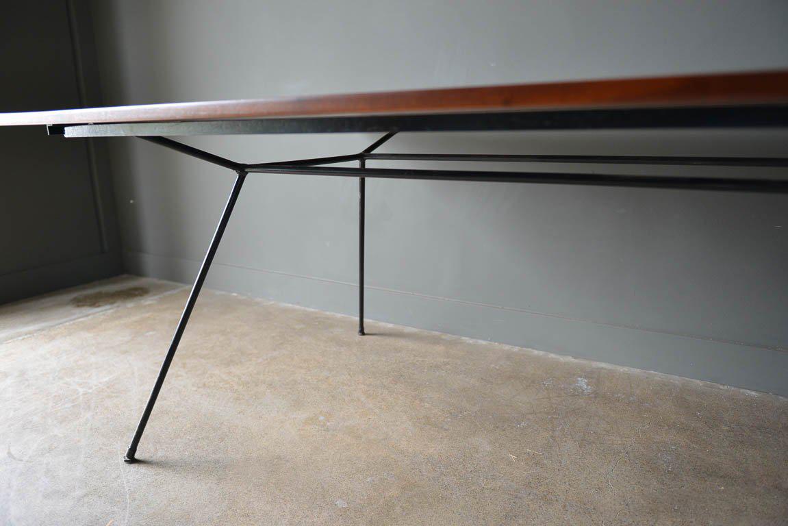 Mid-Century Modern Iron and Walnut Slab Dining Table by Milo Baughman for Pacific Iron Products